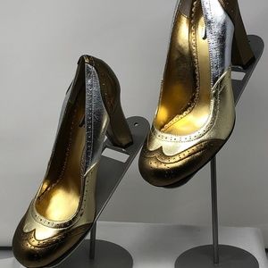 Hale Bob High Heels, Metallic Gold/Bronze/Silver 7